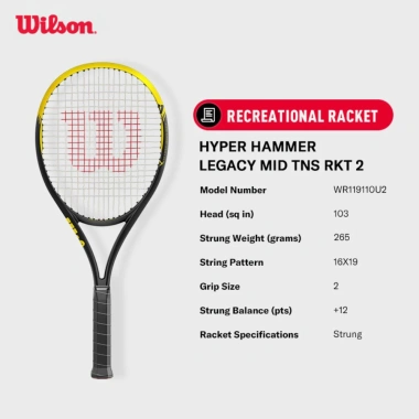 Wilson Tennis Vợt Hyper Hammer Legacy Mid Căng Dây WR119.110U2 - Giảm 31,8% chỉ 2.609.000đ