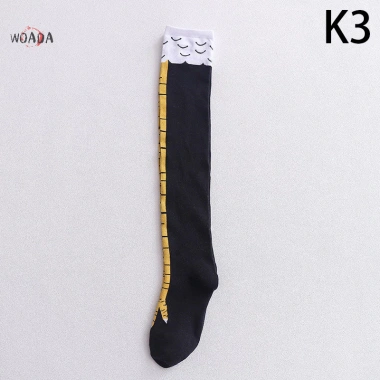 Woada Chân Gà Nữ Đầu Gối Dài Tất Hoạt Hình 3D In Cotton Móng Vuốt Đùi Tất Cao Giá 54.972₫