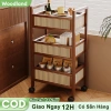 WoodLand Xe Đẩy Đa Năng 3 Tầng Bánh Xe Linh Hoạt - Thiết Kế Tre Tự Nhiên, Kệ Gỗ Đan Mây 319.000 VND