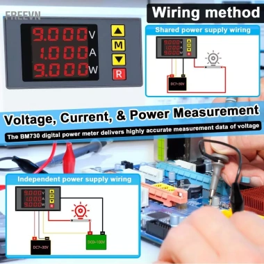 WOTAO BM730 Đồng hồ đo điện áp 3in1 Vôn kế kỹ thuật số 4 chữ số, Ampe kế đa chức năng có còi, hiển thị tinh chỉnh Vo thấp - 254,100₫