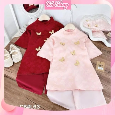 Xả CBL63 Set áo dài cách tân Châu Sa cho bé gái lễ tết, giá ưu đãi 50.000₫ 2