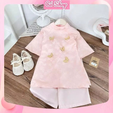 Xả CBL63 Set áo dài cách tân Châu Sa cho bé gái lễ tết, giá ưu đãi 50.000₫ 4