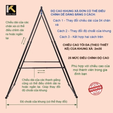 Xà đơn xếp Khánh Trình cho người 1m40‑1m80, trọng lượng