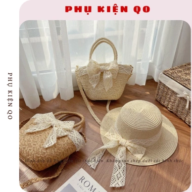 XẢ HÀNG Combo Túi Cói & Mũ Cói Biển Rộng Vành Sóng Phối Nơ - Siêu Nhẹ Giá 59.999đ 8 XẢ HÀNG Combo Túi Cói & Mũ Cói Biển Rộng Vành Sóng Phối Nơ - Siêu Nhẹ Giá 59.999đ 8