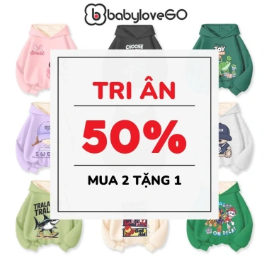 XẢ KHO Áo hoodie BabyloveGO cho bé áo khoác nỉ in hình độc đáo, giao mẫu giá 159k
