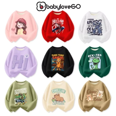 Xả kho áo nỉ sweater BabyloveGO cổ tròn - mẫu mới in hình độc đáo, giảm còn 159k 2