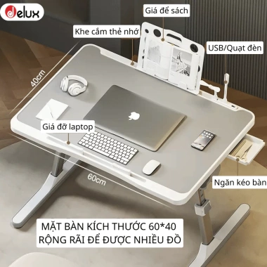 Xả kho giá rẻ: Bàn học gấp gọn thông minh cao cấp, bàn laptop đa năng kèm 4 phụ kiện - Chỉ 130.000đ