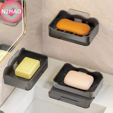Xà phòng bọt biển phòng tắm treo tường Stier - Giá đỡ, đĩa thoát nước, đôi có móc, miễn phí món ăn, đồ dùng, giảm còn 46.530₫ 3