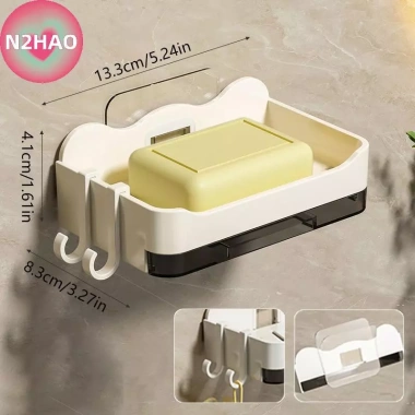 Xà phòng bọt biển phòng tắm treo tường Stier - Giá đỡ, đĩa thoát nước, đôi có móc, miễn phí món ăn, đồ dùng, giảm còn 46.530₫ 8