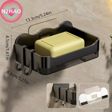 Xà phòng bọt biển phòng tắm treo tường Stier - Giá đỡ, đĩa thoát nước, đôi có móc, miễn phí món ăn, đồ dùng, giảm còn 46.530₫ 9