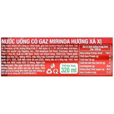 Xá Xị Mirinda Nước Ngọt Có Ga 320ml - 6 lon/lốc, 24 lon/thùng, Giá ưu đãi 69.000₫ (Giá gốc 86.250₫) 5