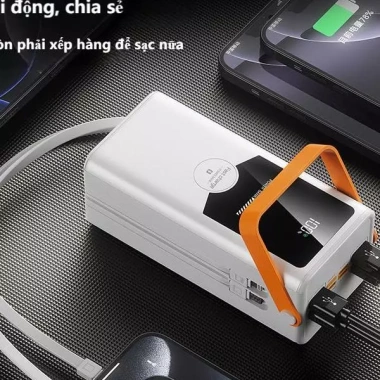 Xạc dự phòng 50.000mAh PD20W 120W, 6 đầu ra 6 đầu vào, đèn LED, 4 dây sạc nhanh - 318.000đ