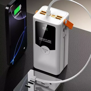 Xạc dự phòng 50.000mAh PD20W 120W, 6 đầu ra 6 đầu vào, đèn LED, 4 dây sạc nhanh - 318.000đ