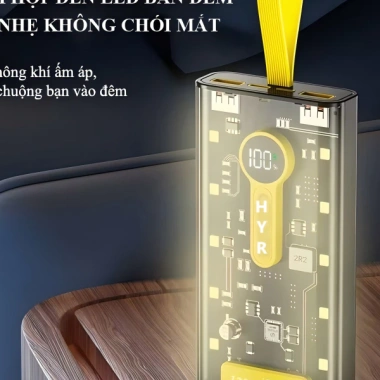 Xạc dự phòng 50.000mAh siêu nhanh PD 20W - 120W, 5 đầu ra, 3 đầu vào, LED, 4 dây sạc nhanh - 158k