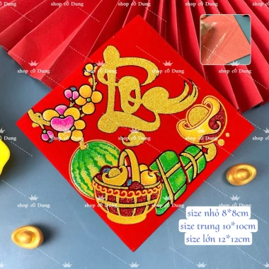 Xấp 10 tấm dán dưa nhung cao cấp - Trang trí Tết cá và dưa, giá chỉ 31.000