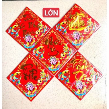 Xấp 10 tờ Chữ Phước Tài Lộc dán trái cây trang trí Tết decal 9x9 cm - Giá chỉ 19.800₫