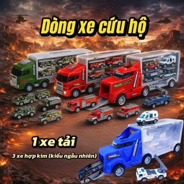 Xe container hợp kim 6in1 mini quân sự ô tô đò chói bé trai TZP giảm giá 111.199 VND