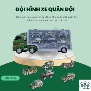 Xe container hợp kim 6in1 mini quân sự ô tô đò chói bé trai TZP giảm giá 111.199 VND