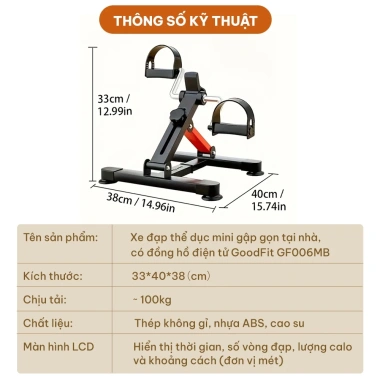 Xe đạp gấp gọn GoodFit GF006MB mini – Tập thể dục và phục hồi, đồng hồ điện tử 8 Xe đạp gấp gọn GoodFit GF006MB mini – Tập thể dục và phục hồi, đồng hồ điện tử 8