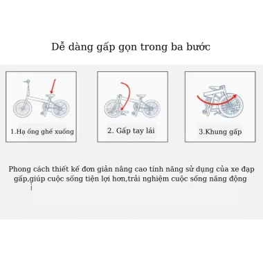 Xe đạp gấp gọn SAHEMA 16 inch, 14 inch - 6 số, 2 phanh đĩa, khung thép carbon siêu nhẹ - Chỉ 1.849.000₫