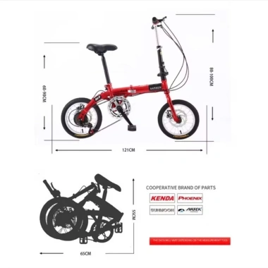 Xe đạp gấp SANHEM 14-16 inch, 5-6 tốc độ, khung carbon nhẹ, 2 phanh đĩa an toàn - 1.849.000đ