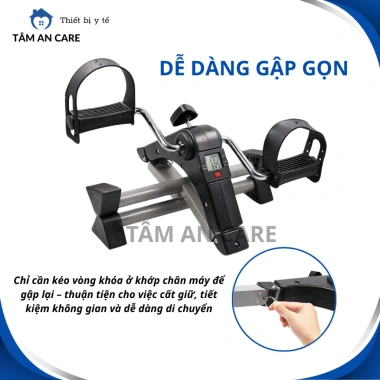 Xe Đạp Mini Gập Gọn Tập Thể Dục Tại Nhà - Kháng Lực, Đồng Hồ Đếm Số