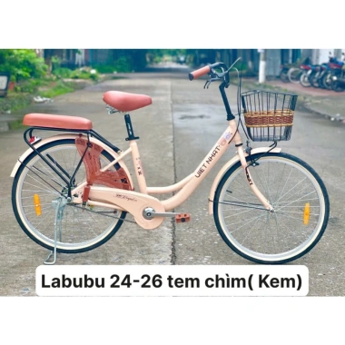 Xe Đạp Mini Việt Nhật Labubu 24/26 inch mẫu 2.025, tặng đầy đủ phụ kiện đệm yên, giỏ, chắn chân
