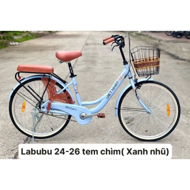 Xe Đạp Mini Việt Nhật Labubu 24/26 inch mẫu 2.025, tặng đầy đủ phụ kiện đệm yên, giỏ, chắn chân