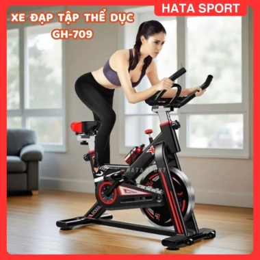 Xe đạp tập GH-709 HATA SPORT - Giảm cân, giảm mỡ, dây curoa êm không ồn