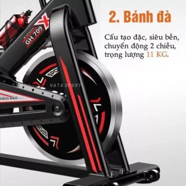 Xe đạp tập GH-709 HATA SPORT - Giảm cân, giảm mỡ, dây curoa êm không ồn