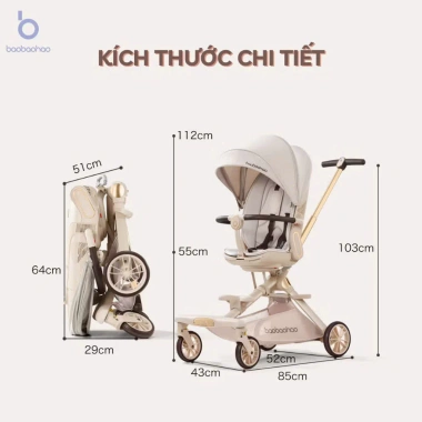 Xe đẩy 2 chiều Baobaohao V16 gấp gọn dễ dàng, siêu tiện lợi, bảo hành 1 năm - Giá ưu đãi 2.289.000₫