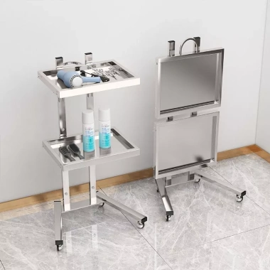 Xe Đẩy 2 Tầng Mạ Vàng Inox Đựng Dụng Cụ Spa Y Tế Thẩm Mỹ, Bền Chắc 850k