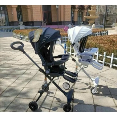 Xe đẩy 2in1 M9 phiên bản mới - Bàn ăn dặm cho bé, màn che và lò xo giảm sóc