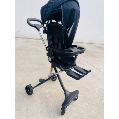 Xe đẩy 2in1 M9 phiên bản mới - Bàn ăn dặm cho bé, màn che và lò xo giảm sóc