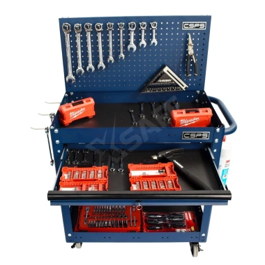 Xe đẩy 3 tầng CSPS Tủ đồ nghề di động đa năng, tải 136kg, 4 bánh xoay có khóa, xuất khẩu Mỹ, chính hãng