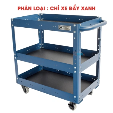 Xe đẩy 3 tầng CSPS xanh Tủ đồ nghề đa năng 136kg 4 bánh xoay có khóa sơn tĩnh điện xuất khẩu Mỹ