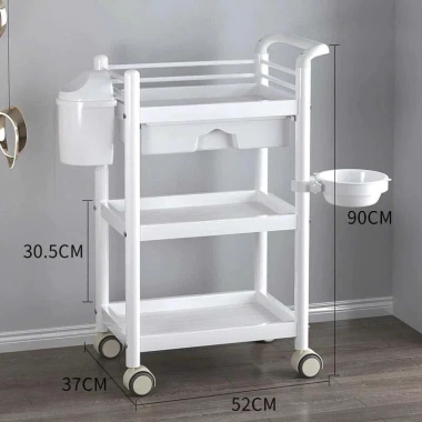Xe đẩy 3 tầng nhựa ABS spa-tiểu phẫu kèm bát nước & thùng rác - Giá ưu đãi 550.000₫