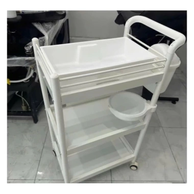Xe đẩy 3 tầng nhựa ABS spa-tiểu phẫu kèm bát nước & thùng rác - Giá ưu đãi 550.000₫