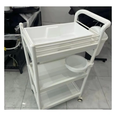 Xe đẩy 3 tầng nhựa ABS spa-tiểu phẫu kèm bát nước & thùng rác - Giá ưu đãi 550.000₫