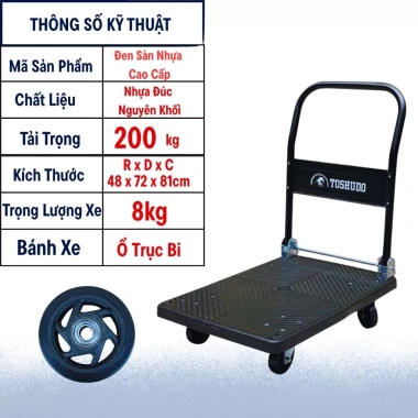 Xe Đẩy 4 Bánh Cao Su Chống Ồn Đa Năng Gấp Gọn Tải Trọng Lớn - 359.000₫ 10