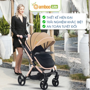 Xe đẩy Bamboo Life BL140 2 chiều, nôi gấp gọn đa năng, an toàn - 2.899.000 VND
