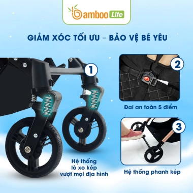 Xe đẩy Bamboo Life BL140 2 chiều, nôi gấp gọn đa năng, an toàn - 2.899.000 VND 3 Xe đẩy Bamboo Life BL140 2 chiều, nôi gấp gọn đa năng, an toàn - 2.899.000 VND 3