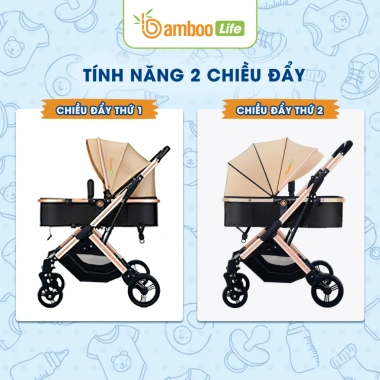 Xe đẩy Bamboo Life BL140 2 chiều, nôi gấp gọn đa năng, an toàn - 2.899.000 VND