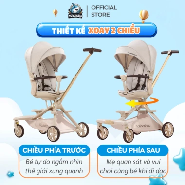 Xe Đẩy Baobaohao V16-C Chính Hãng - Gấp Gọn, Xoay 2 Chiều, Giảm Rung Lắc, Giá 1.73 Triệu