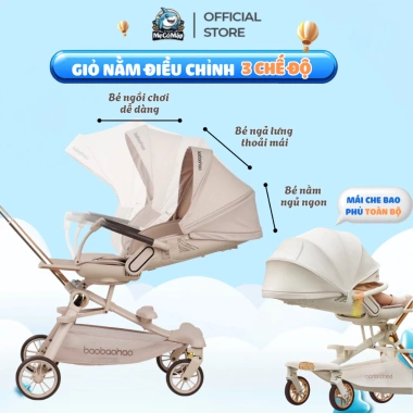 Xe Đẩy Baobaohao V16-C Chính Hãng - Gấp Gọn, Xoay 2 Chiều, Giảm Rung Lắc, Giá 1.73 Triệu