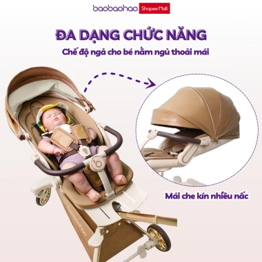 Xe Đẩy Baobaohao V16 Plus Cao Cấp Gấp Gọn 2 Chiều, Mái Che Da PU Sang Trọng - 1.820.000₫