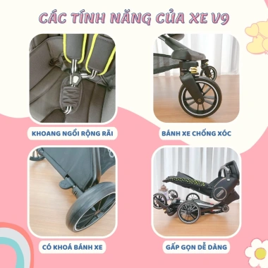 Xe đẩy Baobaohao V9 V16 V22 gấp gọn xoay 360 độ - Thế hệ mới, bảo hành 1 năm, 1,590,000₫