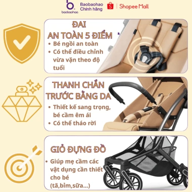 Xe Đẩy Baobaohao Z5 Bảo Hành 24 Tháng – Chống Xóc Mọi Địa Hình, Khoang Nằm Rộng, Tải Trọng Lớn Nhất 8