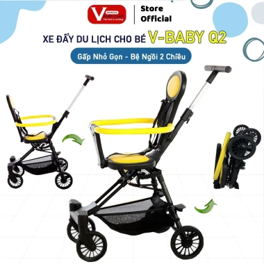 Xe Đẩy Bé Đổi Chiều Gấp Siêu Gọn Dây Đai An Toàn V-BABY Q2 Giá Ưu Đãi 829.000₫
