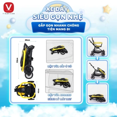 Xe Đẩy Bé Đổi Chiều Gấp Siêu Gọn Dây Đai An Toàn V-BABY Q2 Giá Ưu Đãi 829.000₫